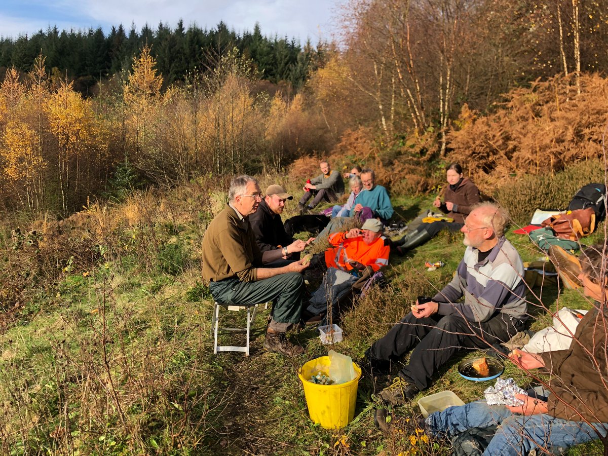 annefreshwater's tweet photo. Fabulous task day at Boltby Reservoir near #Thisk. Perfect autumn day...lots of ace volunteers...lots of scrub bashing and most importantly CAKE! (Thanks Angela!!!) @PondRiverStream @BDSYorkshire @BC_Yorkshire @YorkshireWater https://t.co/ut7PIzlI91