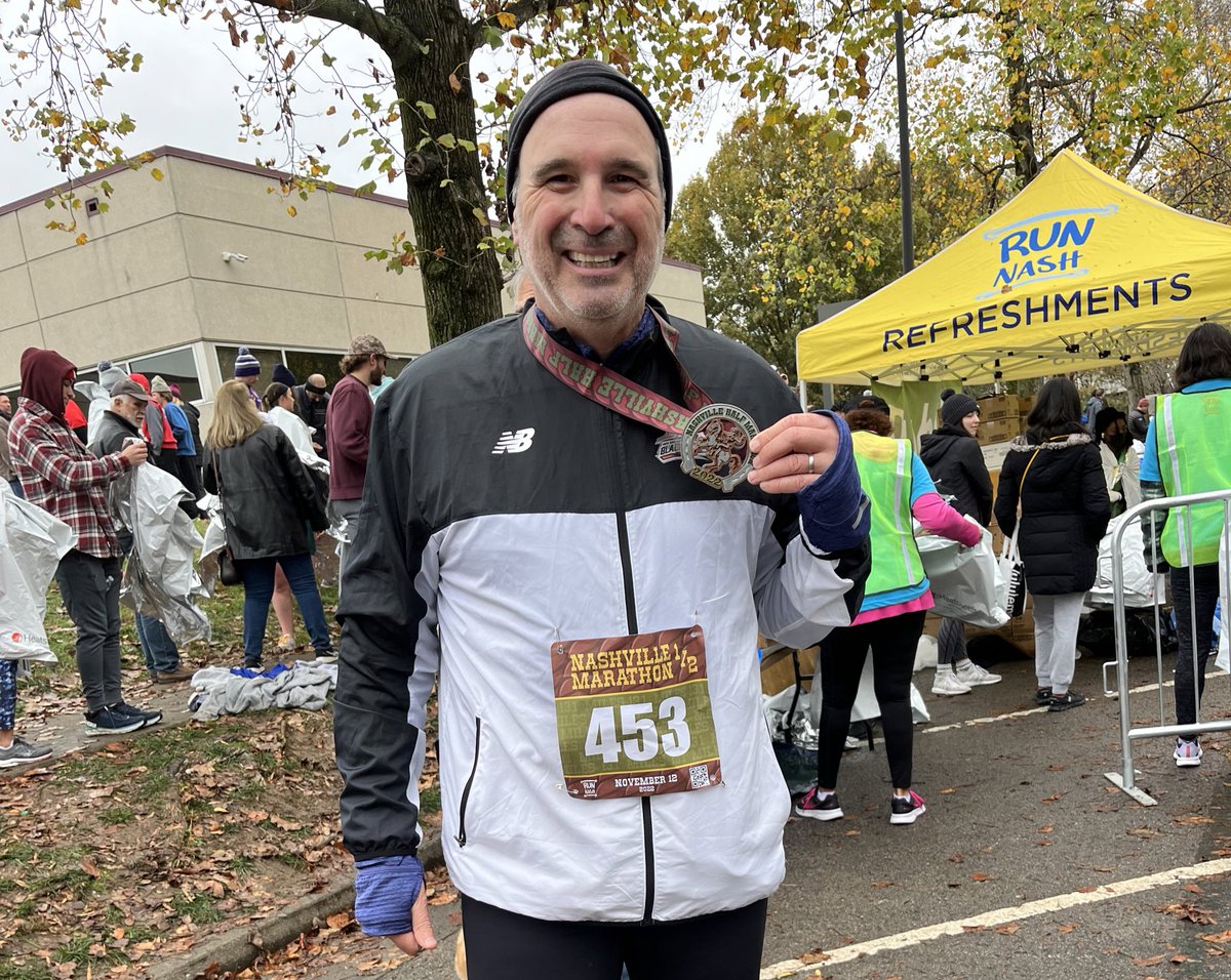 32 degrees….freezing rain….very hilly….but loved every minute of it….thank you @WeRunNash for a great Nashville 1/2 Marathon…now that the race is in the books on to Broadway!!!!  #lovenashville #halfmarathon #makeasmallchange #teamlisk