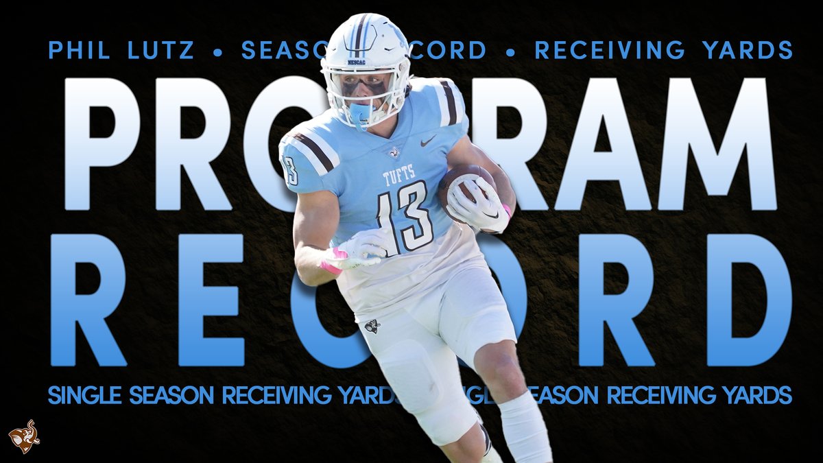 TuftsJumbos's tweet photo. FB | Phil Lutz has four touchdowns, seven grabs and 144 yards already in the first half, as he broke his own record for yardage and receptions in a season. @FootballTufts 

But...we're not done!!

⏬⏬⏬ https://t.co/Wr8LCaPaZm