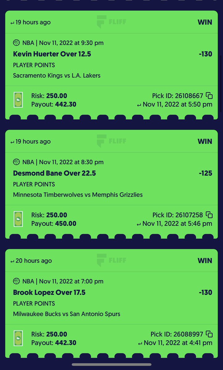 Furnacepicks's tweet photo. Lopez ✅
Bane ✅
AD ✅
Huerter ✅
Payne ✅
Bridges 🥶
I’ve had maybe one losing day on Fliff since we started, show some love if you tailed! https://t.co/pMjqxMkCvb