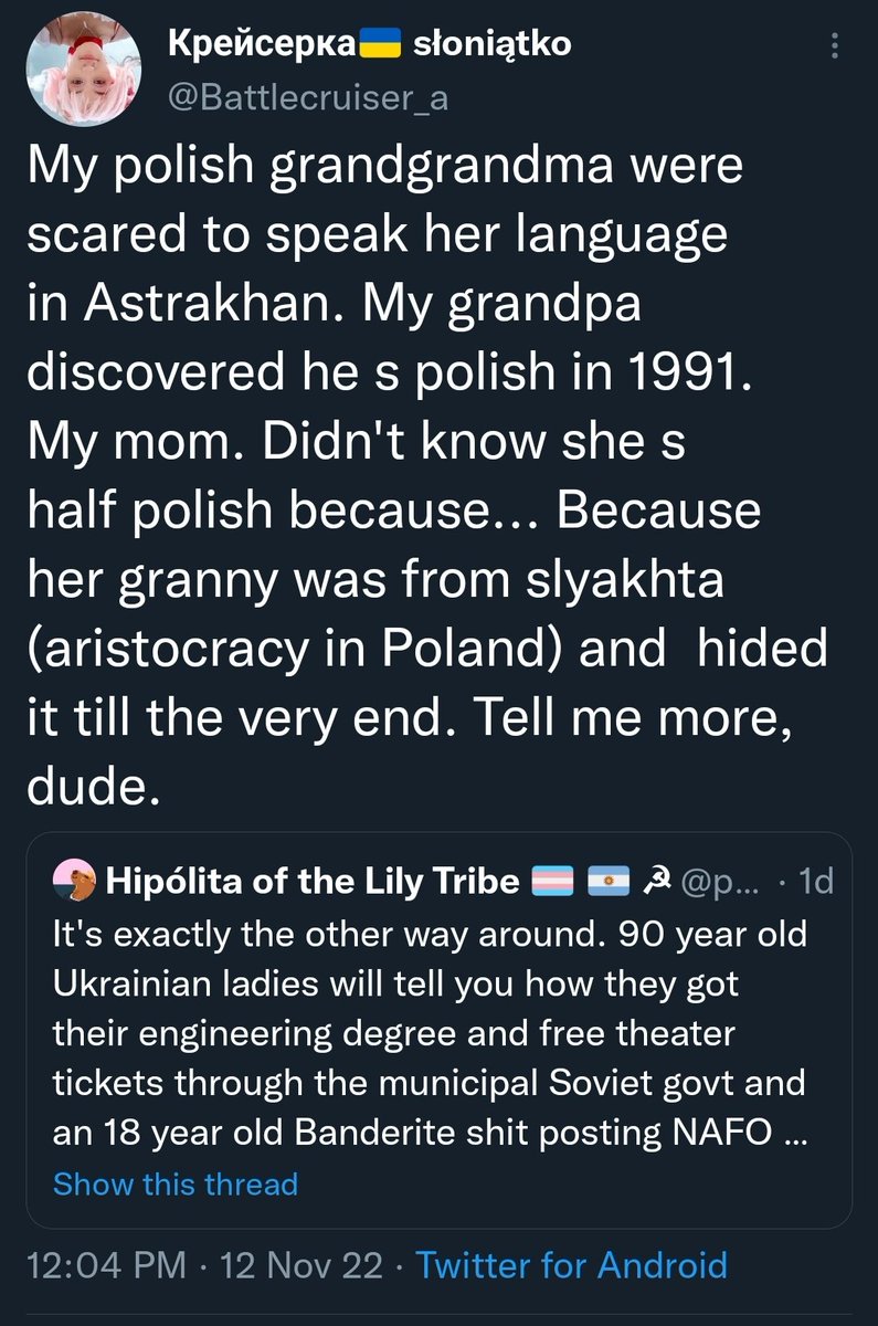 The average QRT on that tweet of mine is some variation of 'they took my grandma's servants and pony' followed by transphobia so yeah I'm pretty comfy on the right side of history