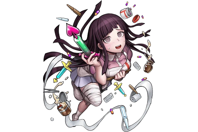 Mikan Tsumiki splash art/special attack &amp; battle defeat sprites from the  x Danganronpa 2 collaboration. 