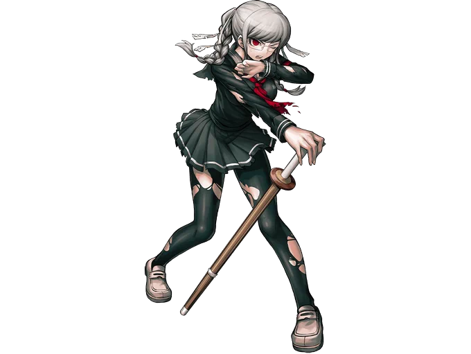 Peko Pekoyama splash art/special attack &amp; battle defeat sprites from the  x Danganronpa 2 collaboration. 