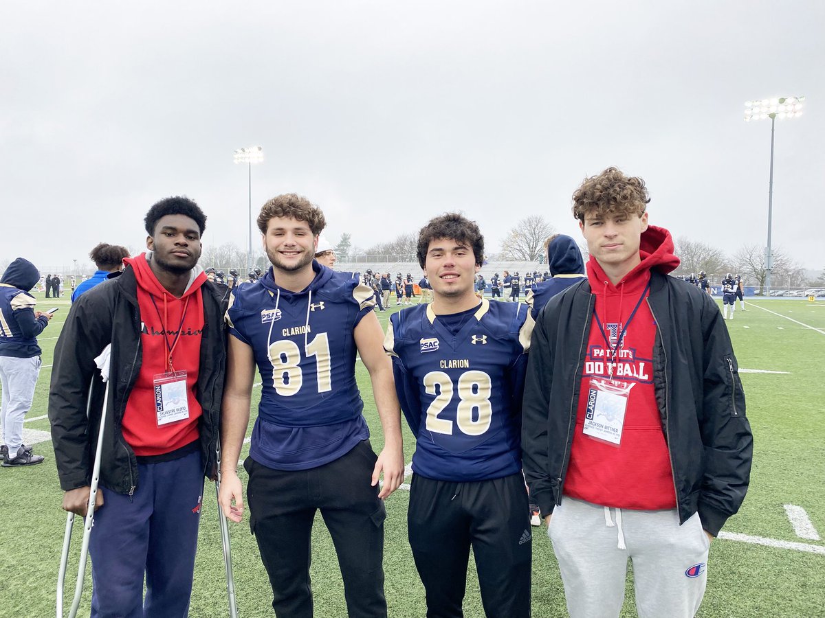 Thank you <a href="/HagerNation/">Josh Hager</a> <a href="/RaymondMonica3/">Raymond Monica</a> <a href="/ClarionFootball/">Clarion Football</a> for the game-day visit invite. It was cool to see some former <a href="/_FrederickStorm/">Frederick Storm</a> teammates <a href="/CarsonSickeri/">Carson Sickeri</a> <a href="/BrockettShane/">Shane Brockett</a> with <a href="/OlofioSylvestre/">SylvestreOlofio</a> #WingsUp