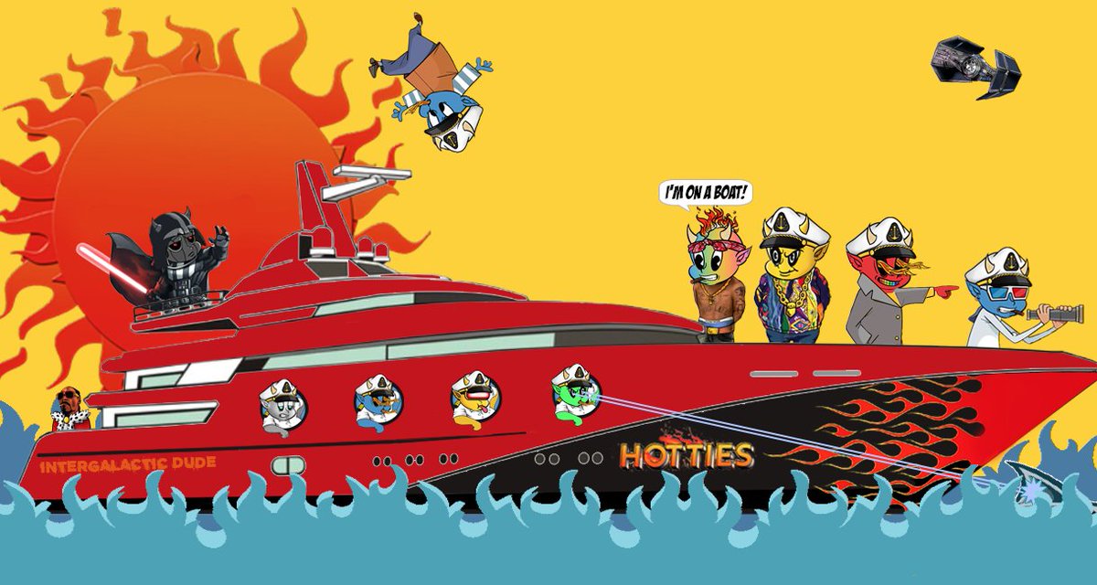 I'm on a BOAT! Time to get my flippy floppies and my swim trunks on! Where are the Captain Hotties at? <a href="/LilHottiesNFT/">Lil Hotties</a> #hottiescontest #LilHottiesFam #LilHotties