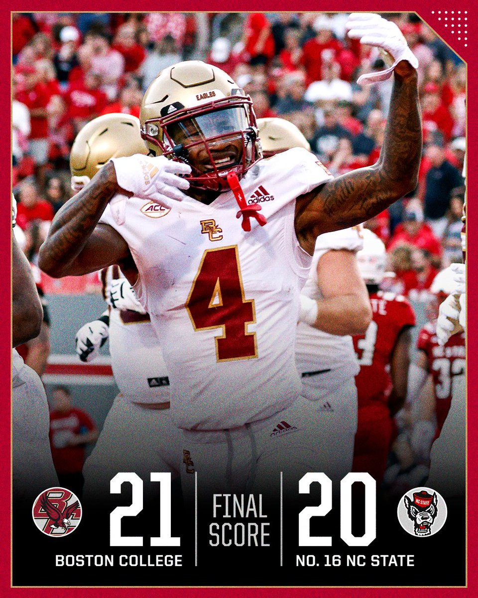 Boston College scores TD with 14 seconds left to upset NC State