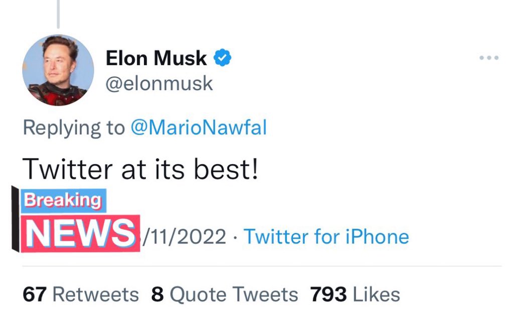 DegenerateNews's tweet image. BREAKING: @elonmusk SAYS @MarioNawfal’S CRYPTO CITIZEN JOURNALISM IS TWITTER AT ITS BEST