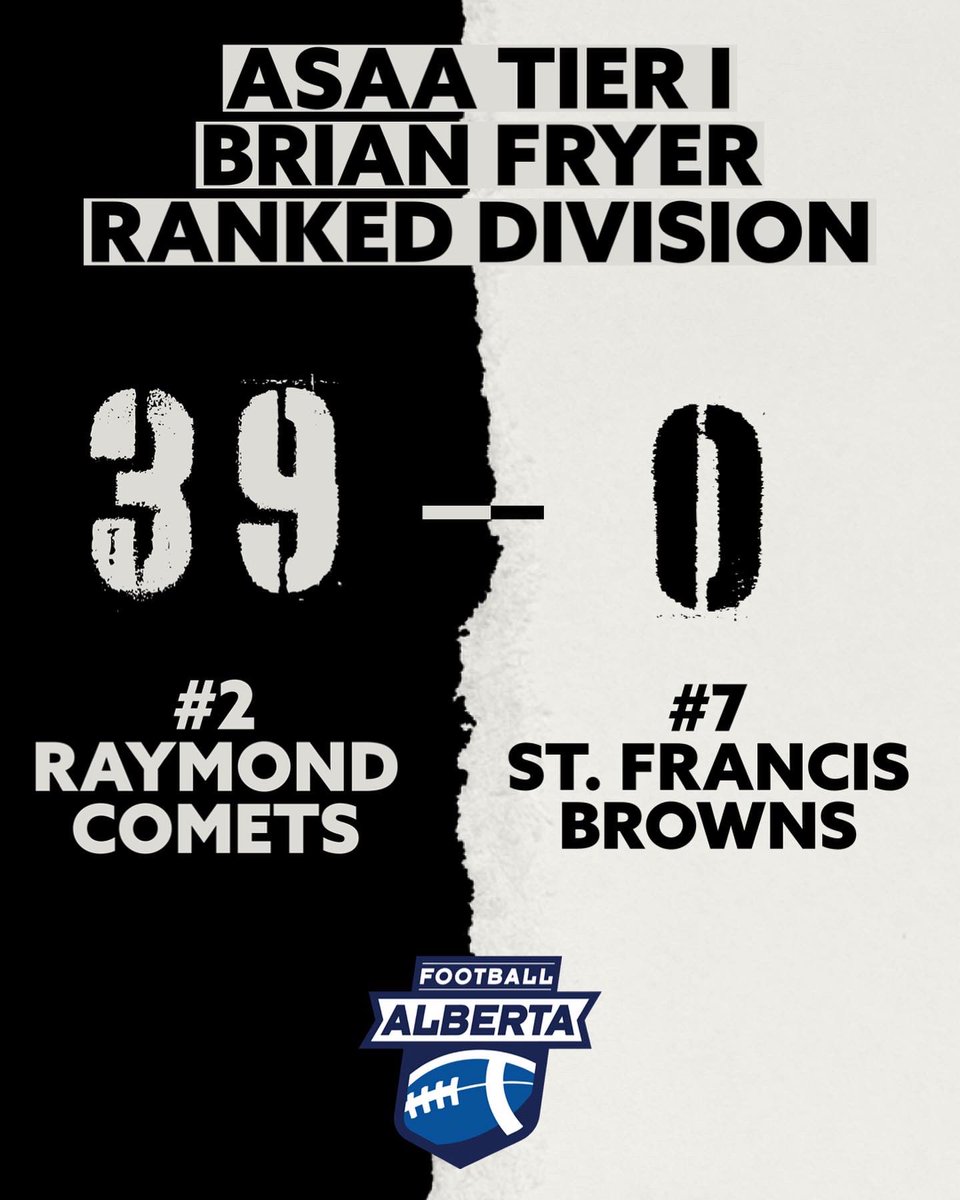 FootballAlberta's tweet photo. The ASAA TIER I Brian Fryer Ranked Division results are in. Here are the 4 teams heading to the next round to decide upon the Alberta Bowl finalists.
🏈🏈
#football #footballalberta #brianfryer #tier1 #asaa #provincials #albertabowl https://t.co/9wQY6usHWf