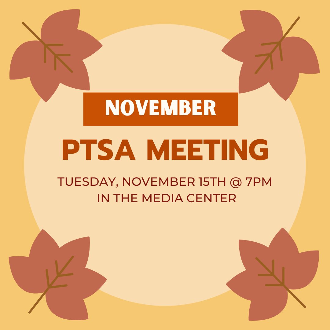 Join us for our next meeting, Tuesday, Nov 15th @ 7pm in the Media Center!