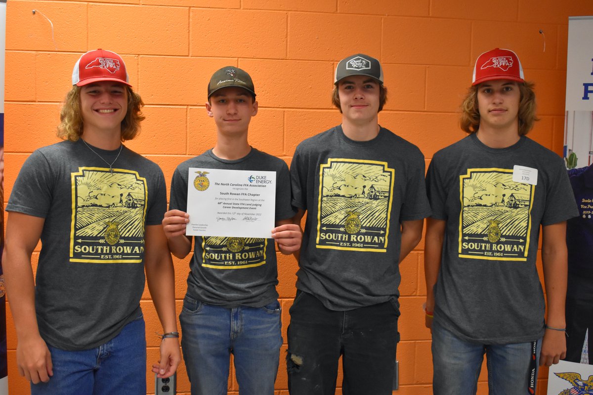 DavidMOvercash's tweet image. Congratulations to the South Rowan FFA Land Judging team, placing first in the region and 7th in the state at the State Land Judging CDE held today in Franklin County.