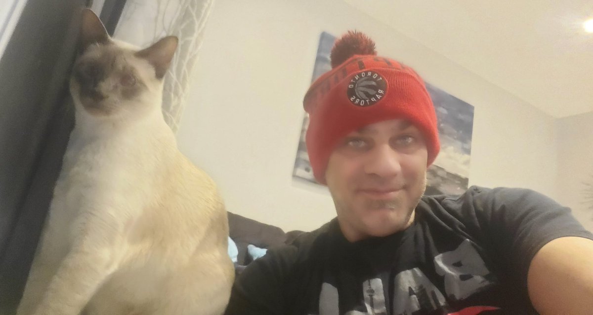 gamedropspops's tweet photo. watching the #TorontoRaptors vs the #Pacers #Basketball on #Sportsnet #Mattdevlin #Alvinwilliams #NBA #tangerinefanangle with my #furry #caturday bud #MrBeary #scottieBarnes #Fredvanvleet #pascalsiakim #Cats #siamesecats #NBABDAY #toronto #GameDay #gamers https://t.co/Zbf3iBC372