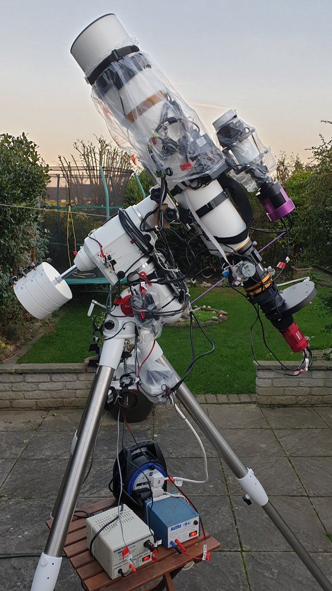 SteveDoody2's tweet photo. Setup just before sunset on Saturday 12th November ready to image the Fireworks Galaxy NGC6946. https://t.co/atjquSnc59