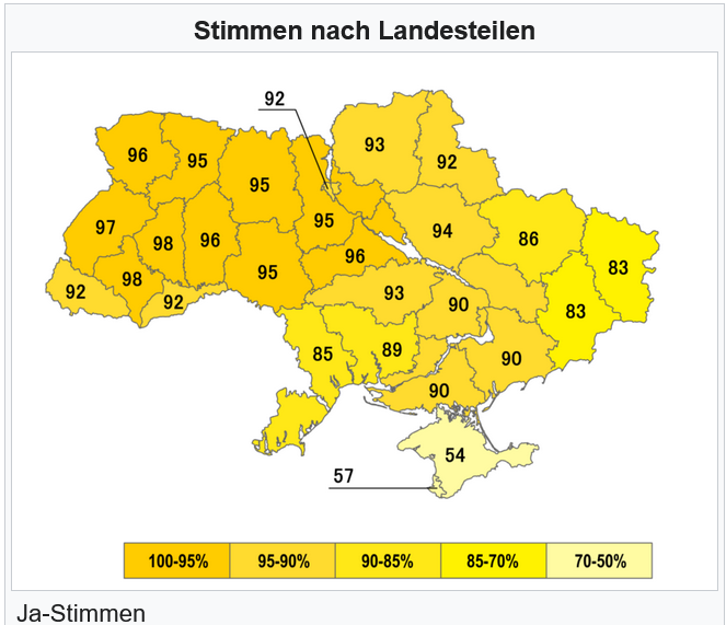 @MrJonasDanner Mal abgesehen davon, dass d wirkl e *besonders* lächerliches Argument ist (vgl. Spanisch)

Haben sie sich beim Referendum 1991 zieml überzeugend für d Unabhängigkeit der Ukraine &amp; eine Loslösung von d Sowjetunion ausgesprochen

Donezk 83%
Luhansk 83%
Krim 54% 
Sewastopol &amp; 57%