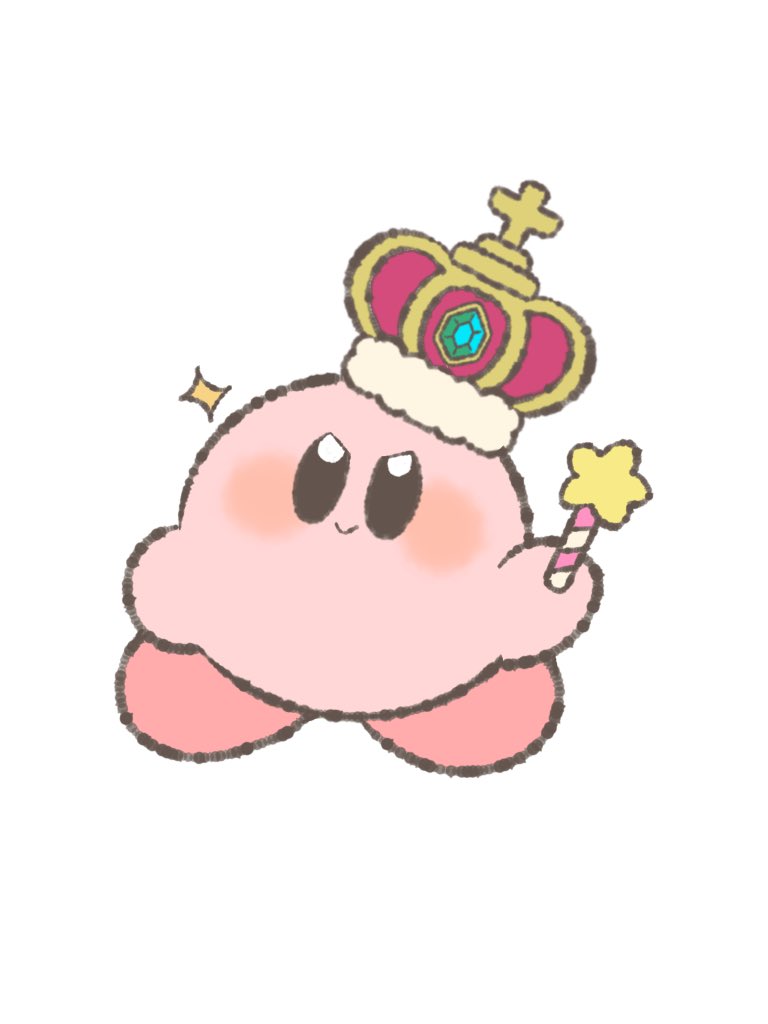 kirby crown white background no humans simple background wand smile holding  illustration images