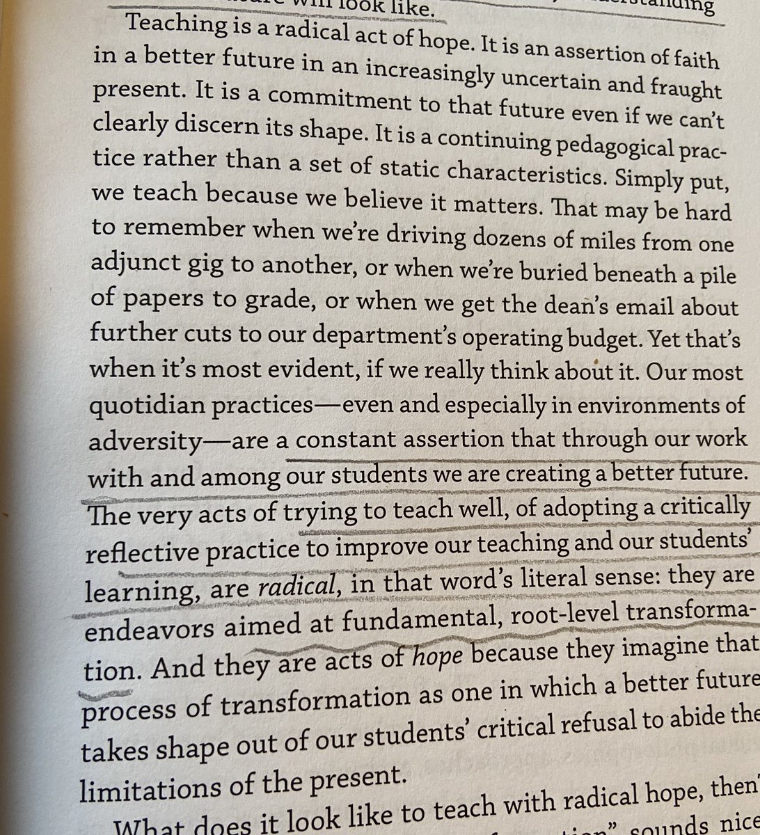 calmclearkind's tweet photo. Currently reading “Radical Hope: A
a teaching manifesto” kevin m. gannon
- focusing on that “critically reflective practice” which is #radical by nature! @calmclearkind #teachinghope #teachingandlearning https://t.co/WIu5gMk8lw