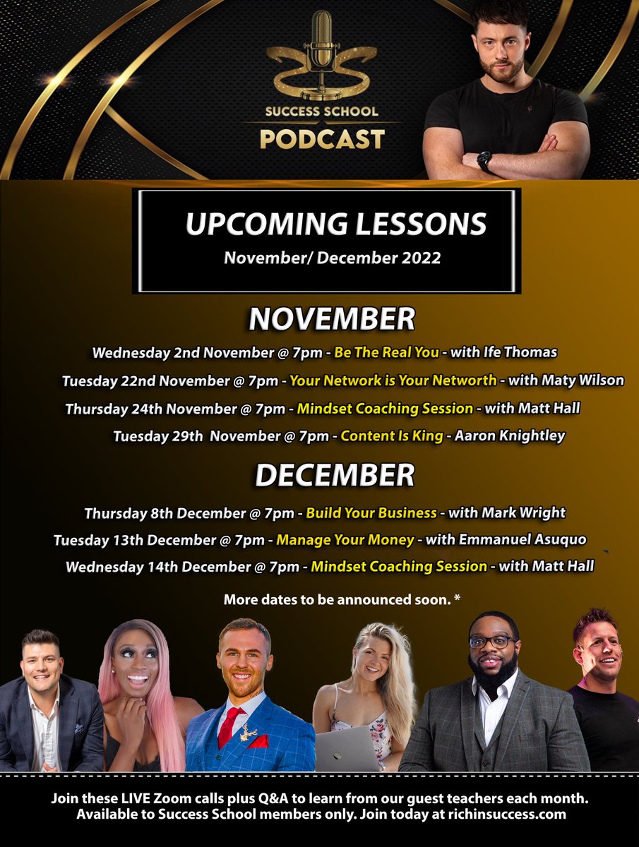 WE’VE GOT SOME INCREDIBLE Sessions coming up 🙌🔥

If you want to finish 2022 STRONG, get around a positive community &amp; learn from guest speakers who have achieved SUCCESS… join NOW! 

Start a FREE 14 day trial &amp; after JUST £19 per month!

DM me for deets ❤️
