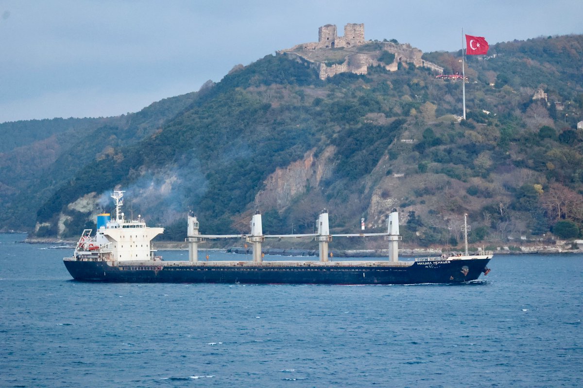 YorukIsik's tweet photo. Russia's sophisticated smuggling op that has used falsified manifests &amp; seaborne subterfuge to steal Ukrainian grain worth $1billion is a war crime &amp; carried out by state-owned companies:CMC's Mikhail Nenashev transits Bosphorus carrying plundered wheat from occupied Sevastopol https://t.co/F7Piowav7R