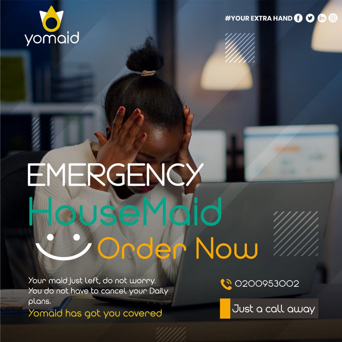 YomaidL's tweet photo. Toffila mu filimu yo, call us if your stay-home maid leaves.

WhatsApp us: 0200953002
#YomaidServices #LiveOutMaids https://t.co/kmS3XWQrLV