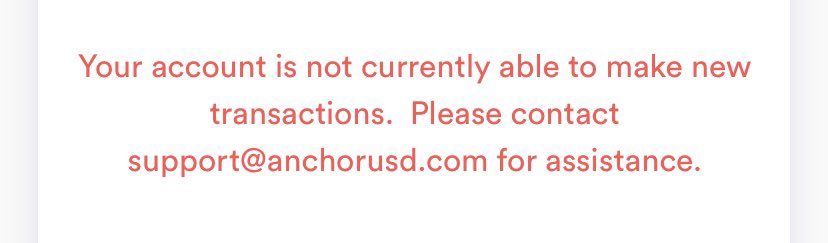 473CRYPTO's tweet photo. @AnchorUSDHelp I’m still awaiting support to reach back to me about this message I keep getting. I’m unable to use my account. https://t.co/ktvGZyjycU