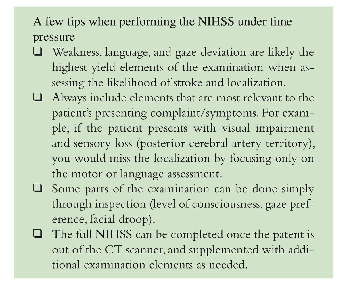 MicieliA_MD's tweet photo. A few tips when performing the NIHSS during a code stroke under time pressure  🧠⏳💉

from The Code Stroke Handbook (https://t.co/3x6a4EOQQM)

#neurotwitter #stroke #neurology #medtwitter https://t.co/AwMrKnc2XB