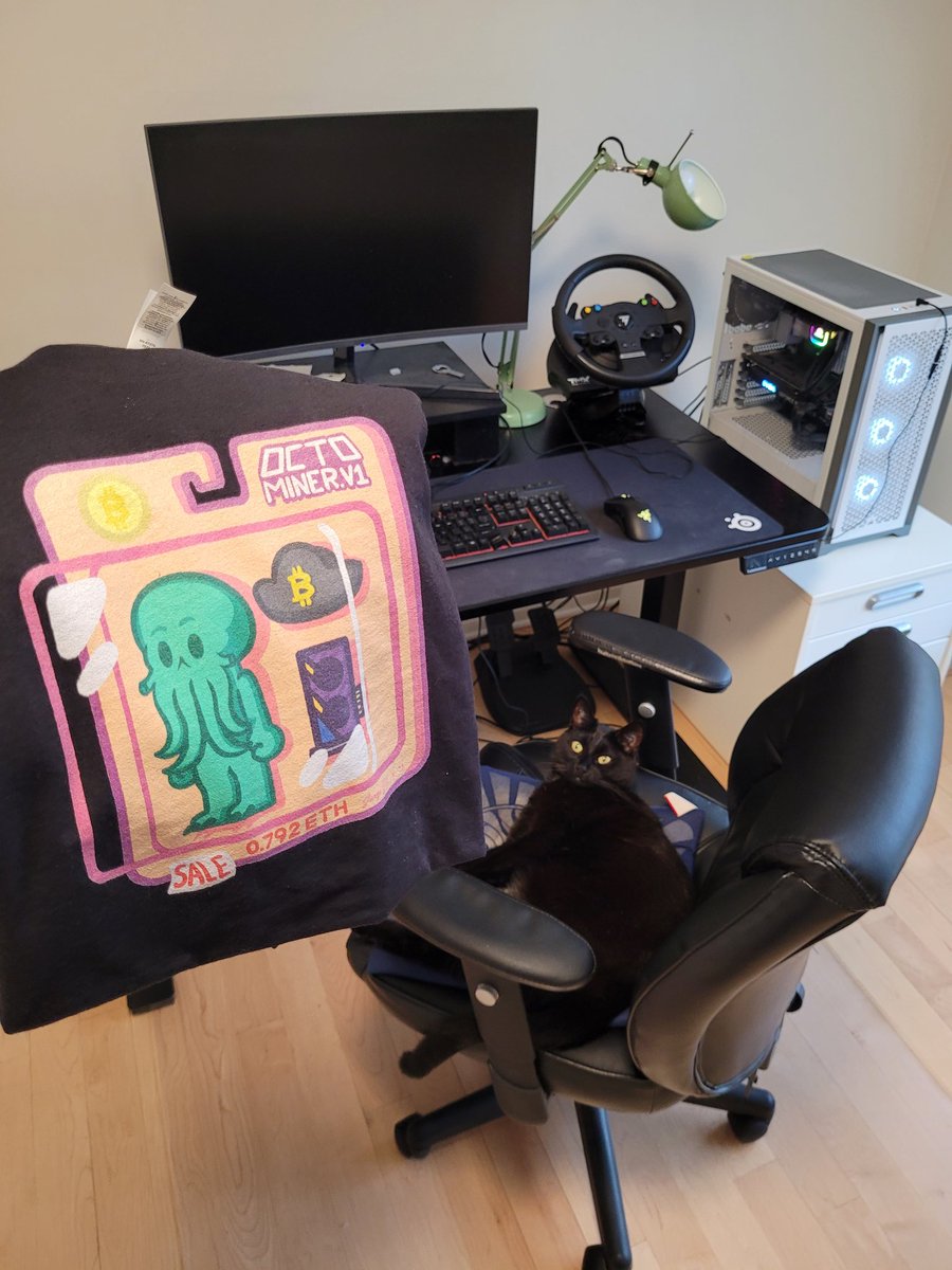 Thanks to <a href="/octominer/">octominer</a> &amp; <a href="/CrypteeClothing/">Cryptee</a> for the sweet shirt!! My cat approves 🐈‍⬛