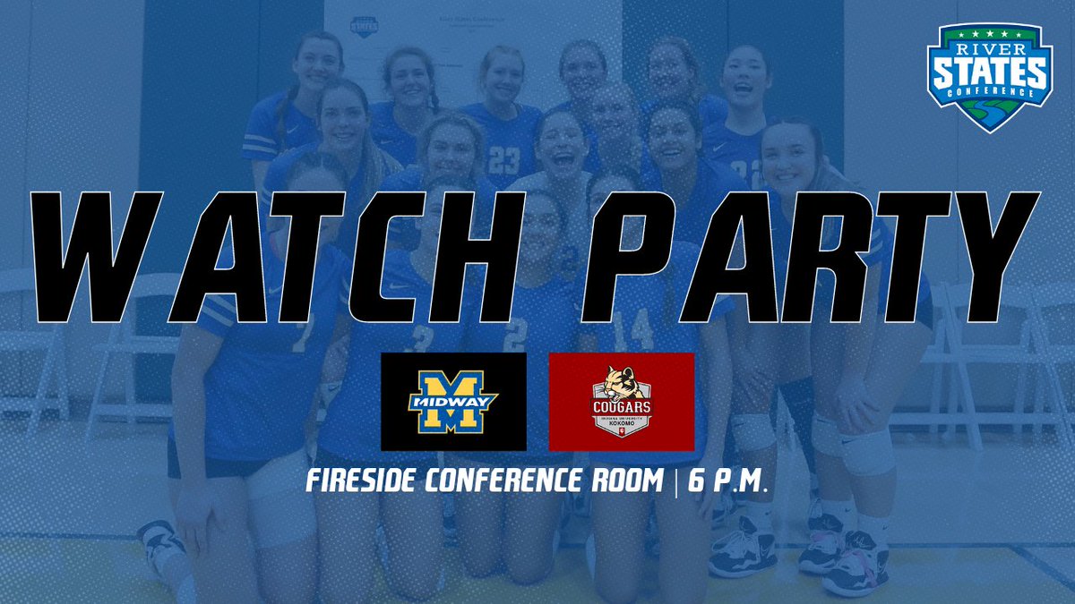 GoMidwayEagles's tweet photo. 🚨 WATCH PARTY 🚨

Don’t forget to join us in the Fireside Conference Room tonight at 6 p.m. ET as we’ll be streaming #MidwayWVB Championship match against IU Kokomo!

Come and join us as we cheer on #MidwayWVB!! https://t.co/OWETFduWKz