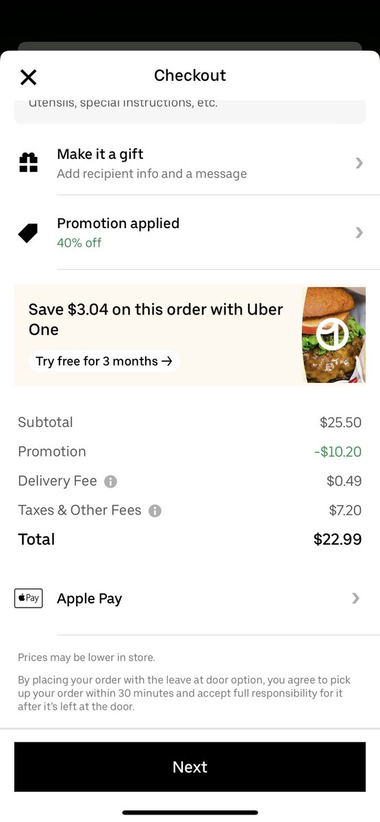 I love how “other fees” nearly wipe out the 40% promotion 🤦🏻‍♂️ #sham <a href="/UberEats/">Uber Eats</a>