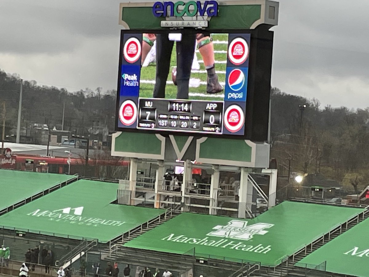 Marshall’s Micah Abraham intercepted a pass in the end zone to protect the Herd’s lead.

Note the scoreboard: 11:14, 7-0

On a day commemorating 11-14-70.

Chills.