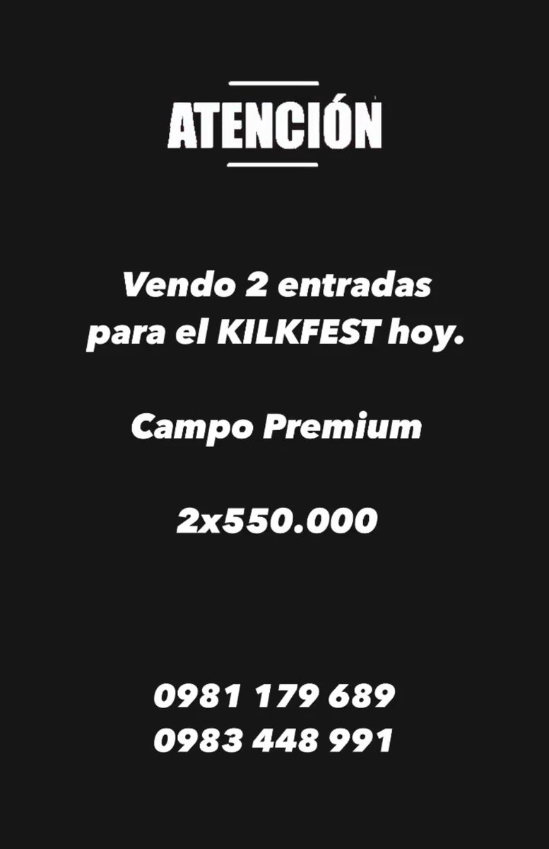 pachijimenezf's tweet photo. Vendo 2 entradas Campo Premium x 550.000 Gs! https://t.co/IobUEbolfB
