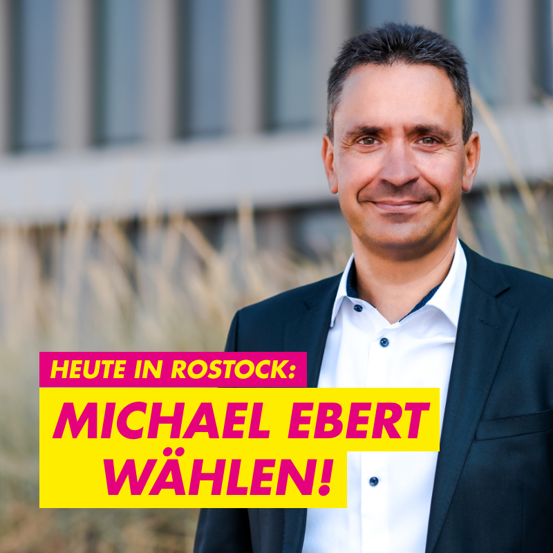 Heute: Oberbürgermeisterwahl in #Rostock! 🗳 

Wir Freie Demokraten unterstützen Michael Ebert, weil er die Erfahrung und den notwendigen Weitblick für dieses Amt mitbringt. Michael Ebert steht für Vernunft und Ideologiefreiheit in der Kommunalpolitik.