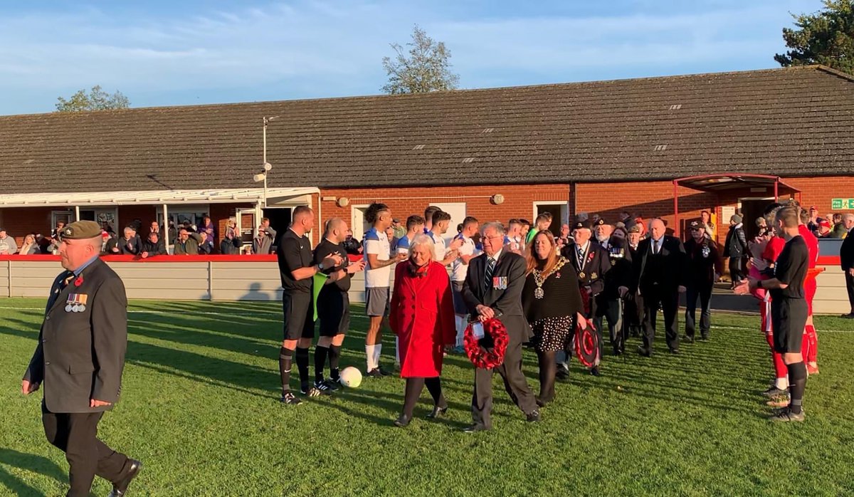 Was an honour to lead out the Deputy Lord Lieutenant of Cambridgeshire, the town Mayor and members of the Royal British Legion who took part in <a href="/wisbechtownfc/">Wisbech Town FC</a> act of remembrance today #WeWillRememberThem