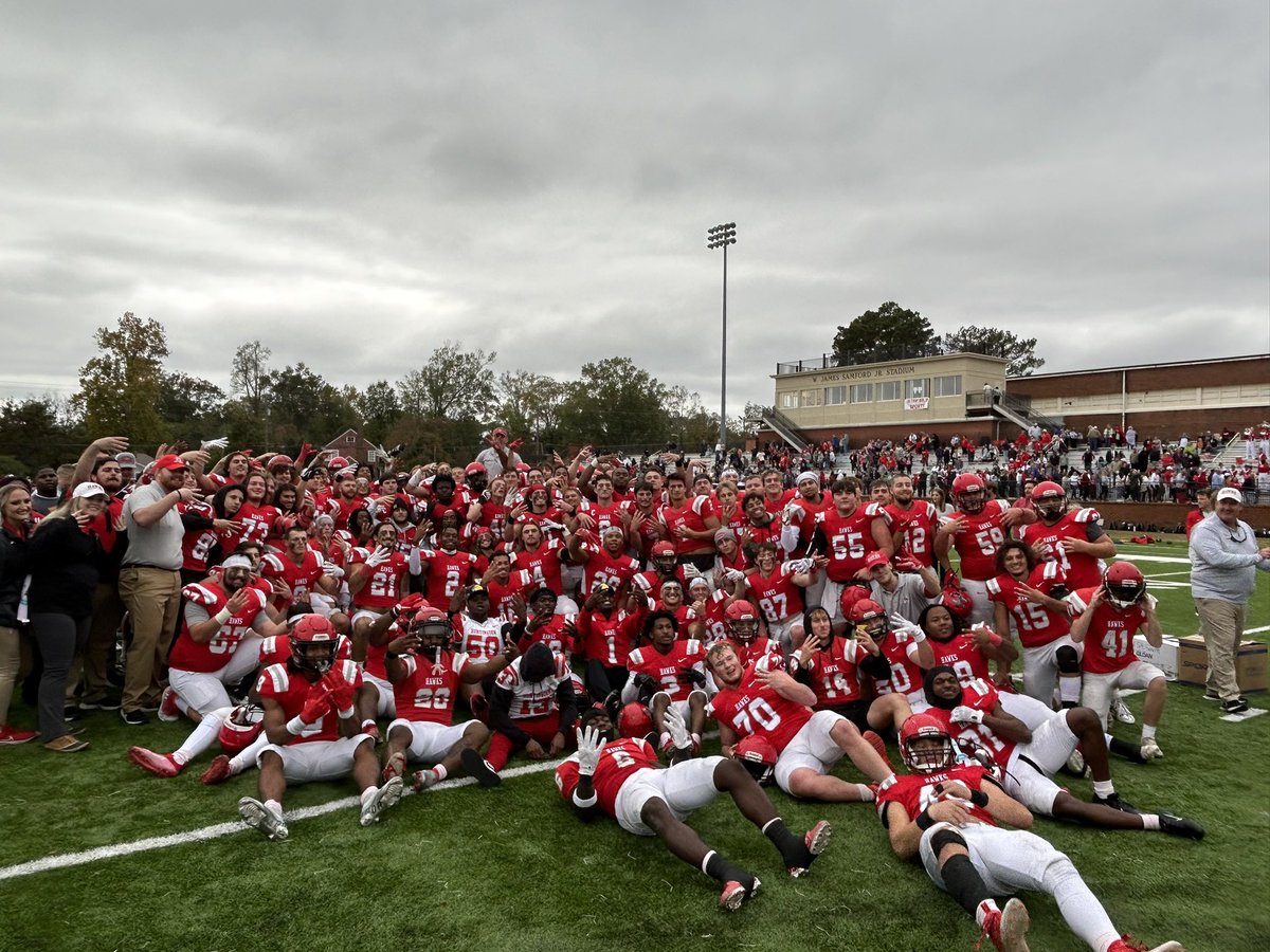 HawksFootball's tweet photo. The Hawks are your USA South Champions for the 4th time in a row and 7th time in the last 8 years! It’s never easy and it never gets old. #HawkEm https://t.co/mbrAqv77rv