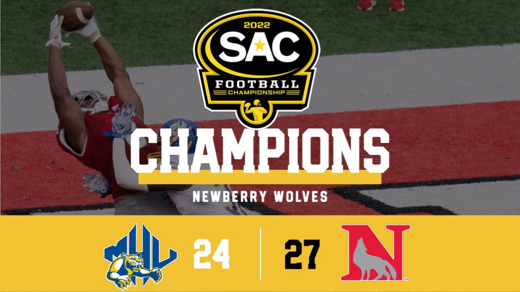 South Atlantic Conference (@sac_athletics) on Twitter photo Congratulations to the <a href="/NewberrySports/">Newberry Wolves</a>! Your 2022 SAC Football Champions! #MakeSACYours #SACFB Congratulations to the <a href="/NewberrySports/">Newberry Wolves</a>! Your 2022 SAC Football Champions! #MakeSACYours #SACFB