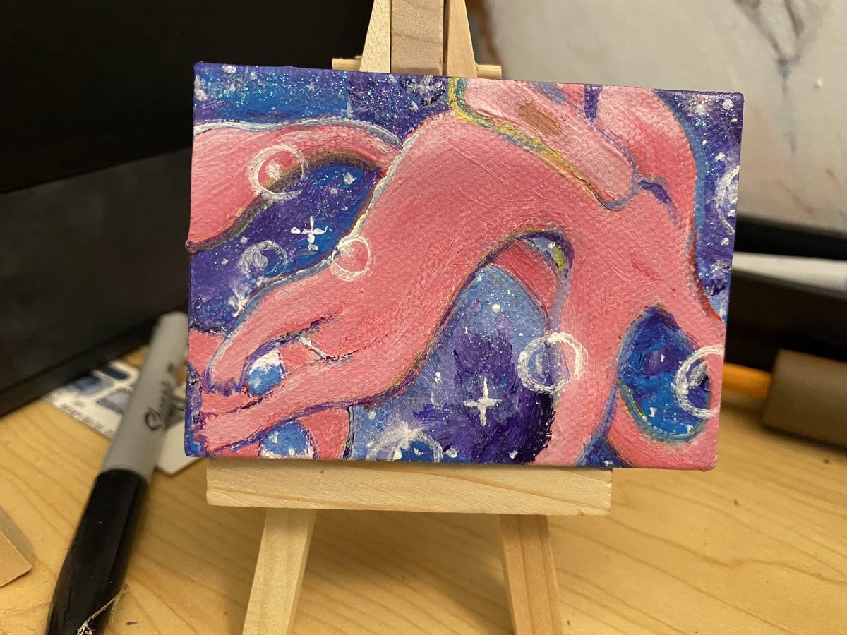 leafhoof's tweet photo. mini paintings from a few years ago! i actually have two more half done that i have been sleeping on u_u https://t.co/4YjsOaRkzd