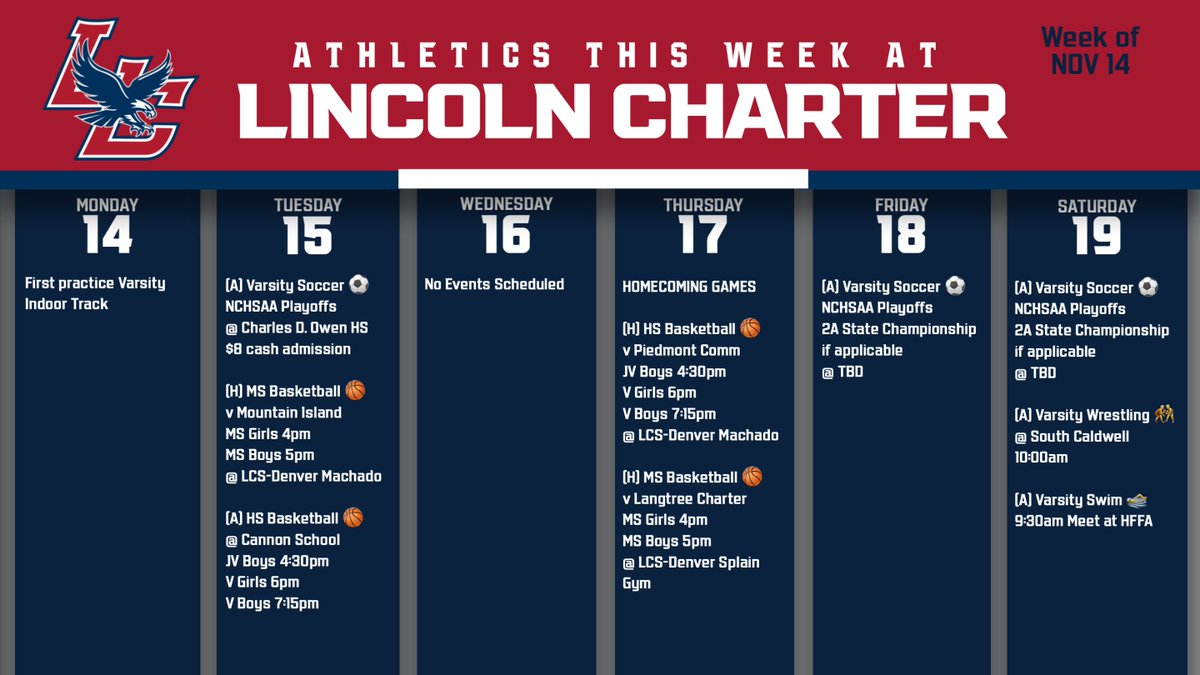 Huge WEEK for 🦅 ATHLETICS! Var Soccer ⚽️ in the 2A West Region Championship; Home MS Basketball 🏀 opener; HOMECOMING GAME on THURS.