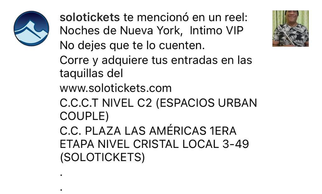 <a href="/MarcialSonero/">Marcial Istúriz®♎</a> invitando este viernes 18-11 al evento “Noches de New York” en íntimo, en el salón Cedro Del Líbano, en Quebrada Honda, entradas a la venta en #SoloTickets 
No dejes que te lo cuenten‼️
#aguapalosgallos