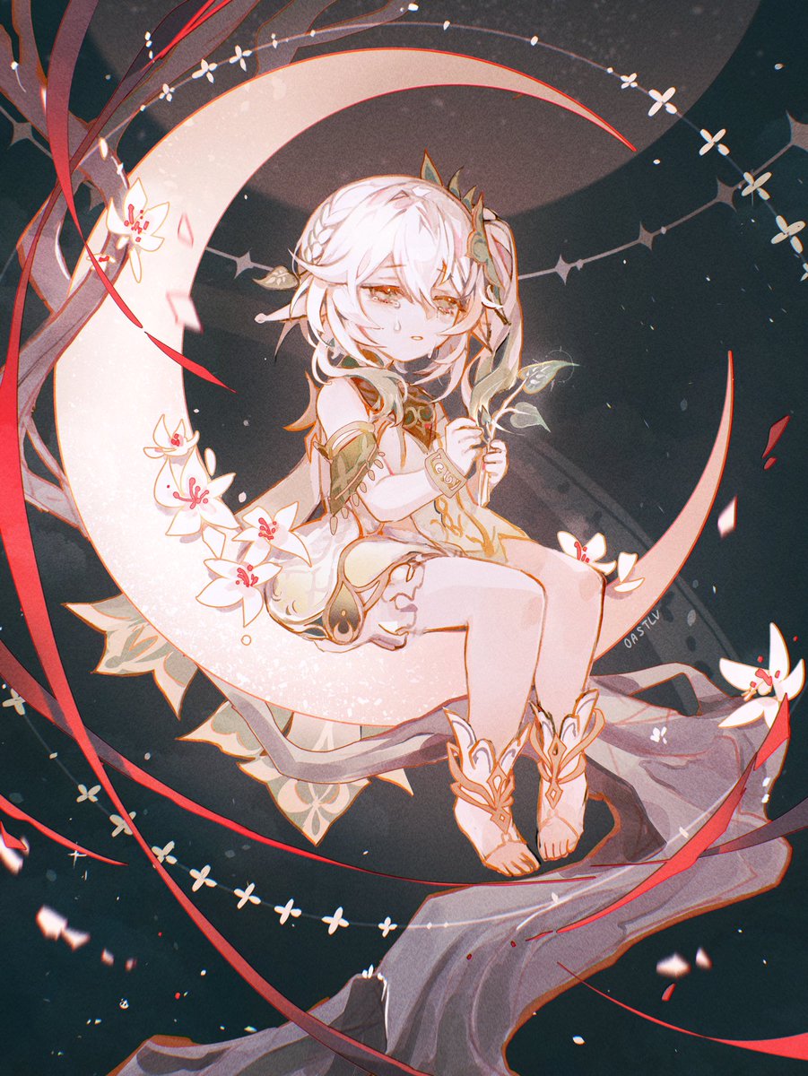 ナヒーダ(原神) 「lonely little moon #genshinimpact #原神 」|oats 🌿 @ busy 😢のイラスト