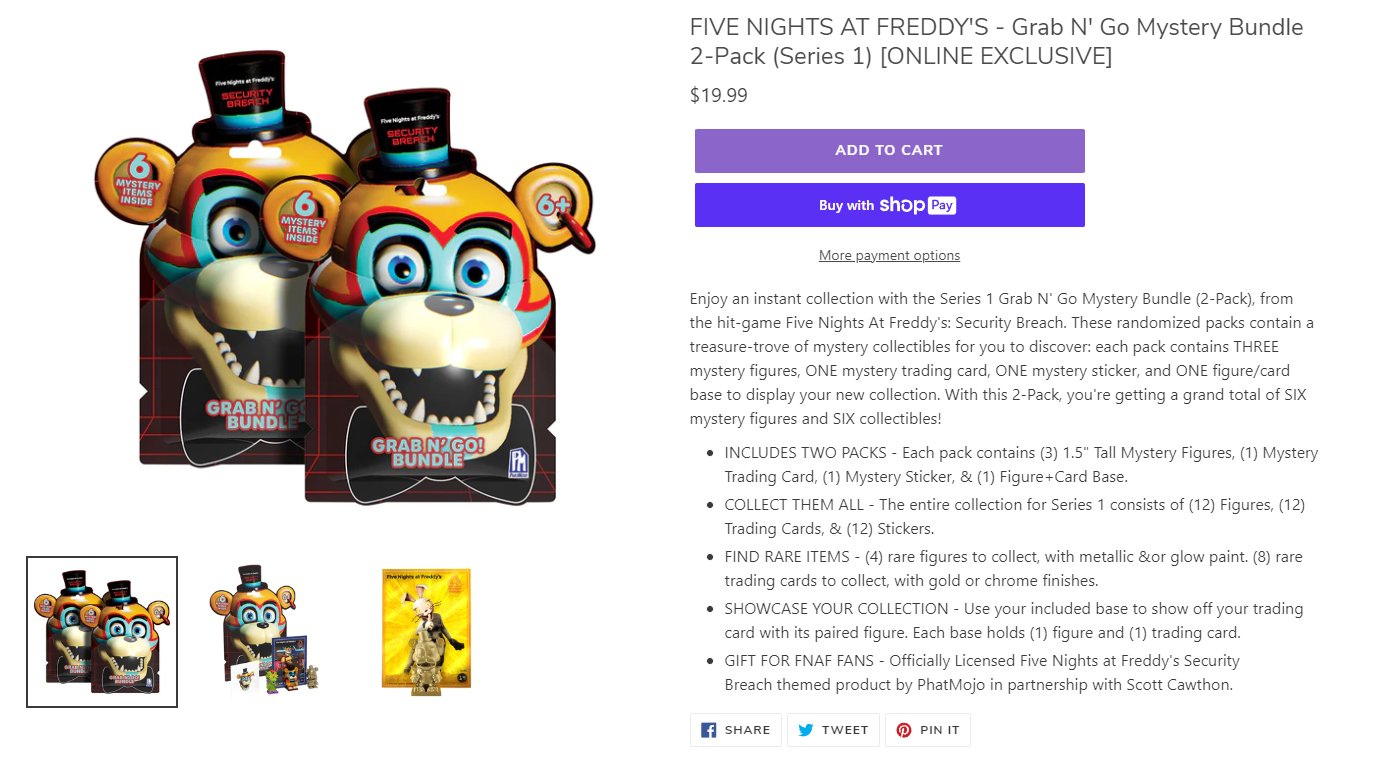 FIVE NIGHTS AT FREDDY'S - Grab N' Go Mystery Bundle 2-Pack (Series 1)  ONLINE EXCLUSIVE