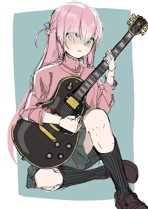 この前髪長くて影が落ちてる感じ、けだるげでなんかかっこいいです。バンドマンっぽい #ぼっち・ざ・ろっく 