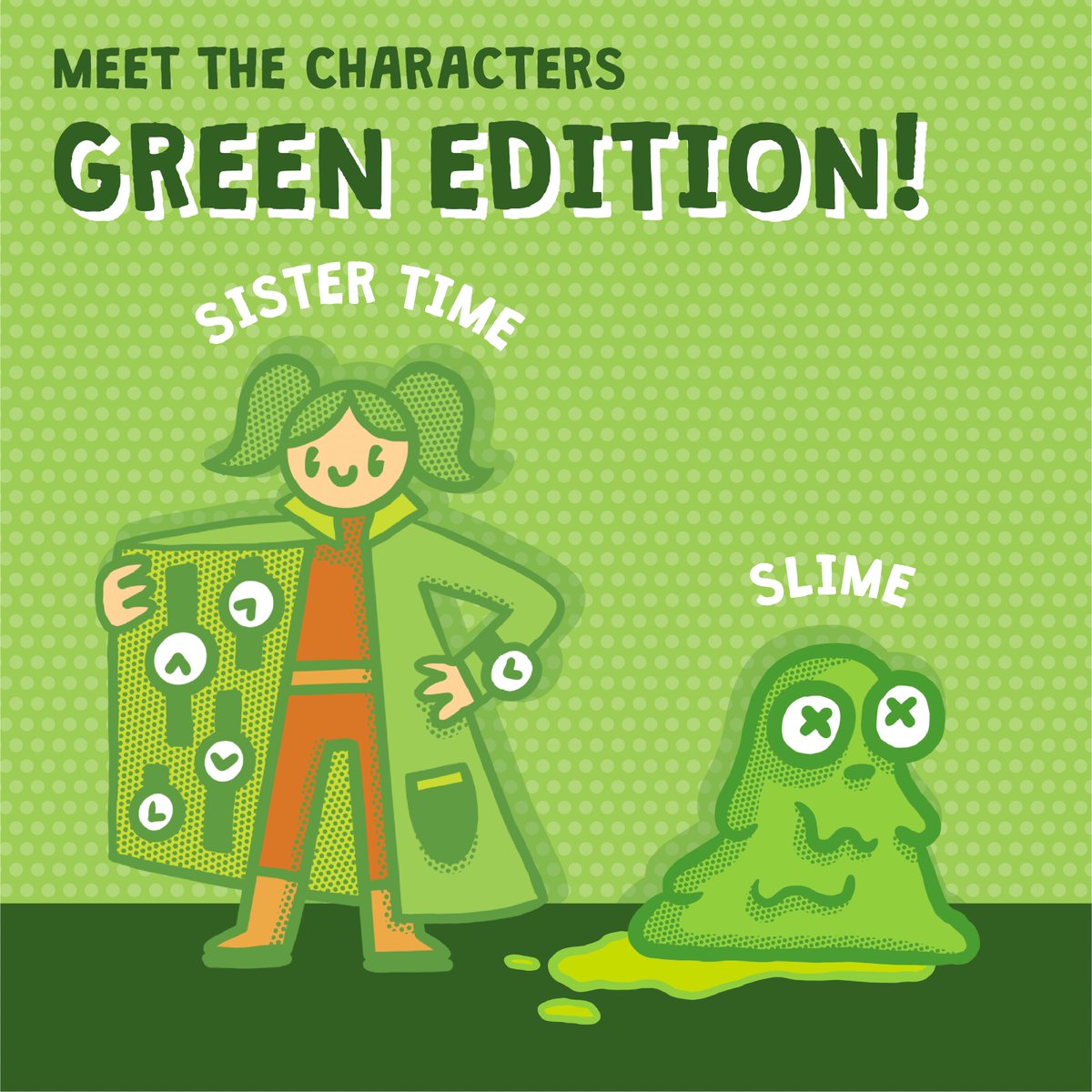 Area96Game's tweet photo. They say it ain’t easy being green, but these inmates look pretty pleased with themselves…
Meet Sister Time and Slime!
#area96 #dontdropthesandwich #collaborativegame #multiplayer #mobilegame #iosgame #androidgame #aliens #gamedev #boardgame #indiedev #indiegame #madeinunity https://t.co/mr4EW7ezKM