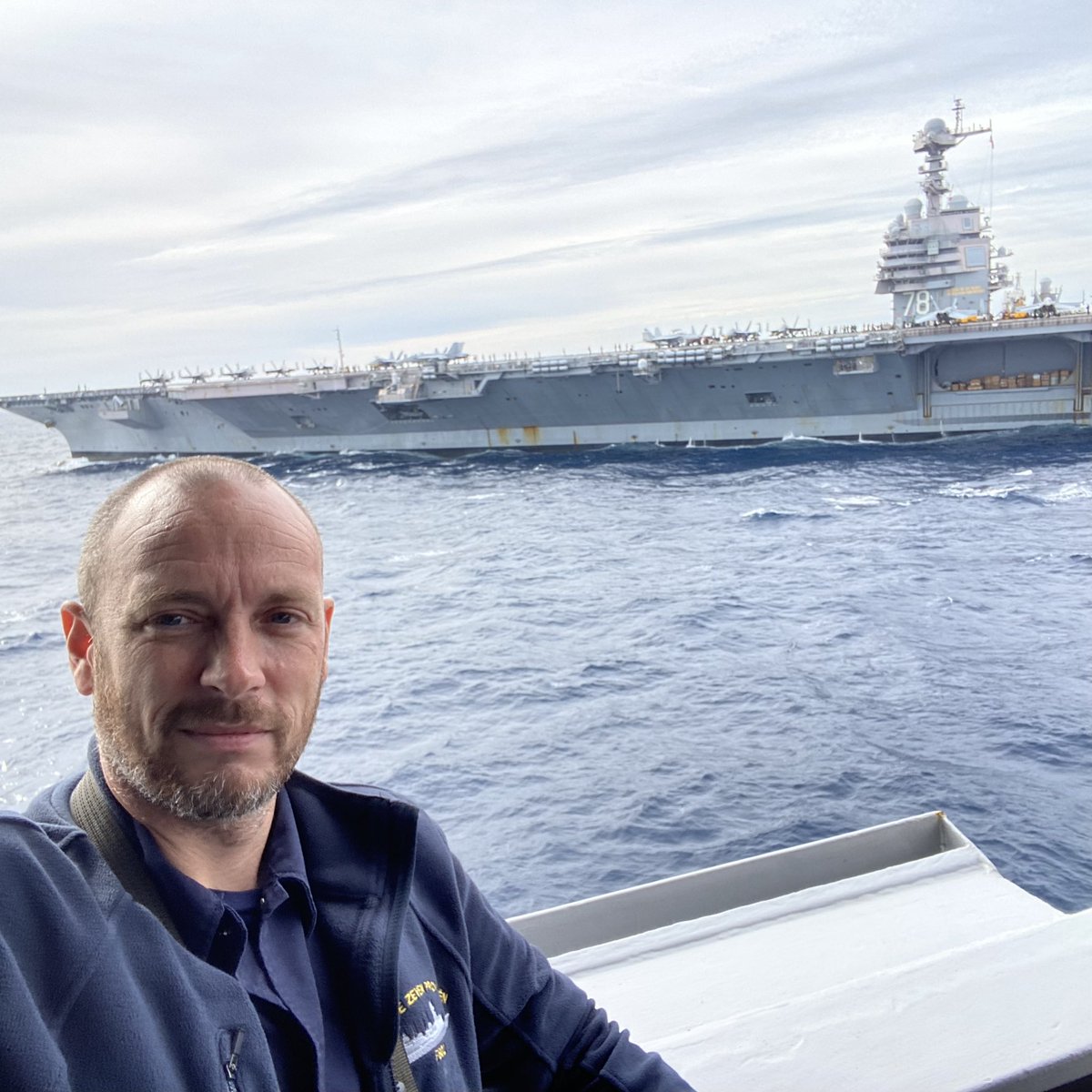 JasperBol's tweet photo. After finishing exercise Silent Wolverine, we have now said farewell to #CSG12 and @Warship_78 in dramatic fashion! L2 position, watching launches and recoveries! Thanks all!! @US2ndFleet @kon_marine https://t.co/ZoNznyIRAI