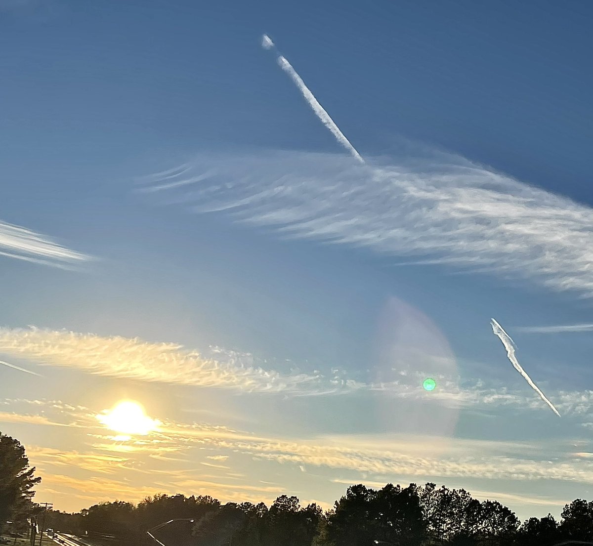 11loveGod11's tweet photo. What a doozy. This is not a “pretty rainbow” by the way. It’s a sure way to tell if you’ve had a heavy #chemtrail day. They’re creating the #ClimateCrisis. #EastTexas #toxic #GeoEngineering #control #MakingYouSick https://t.co/WtreRCbOXu