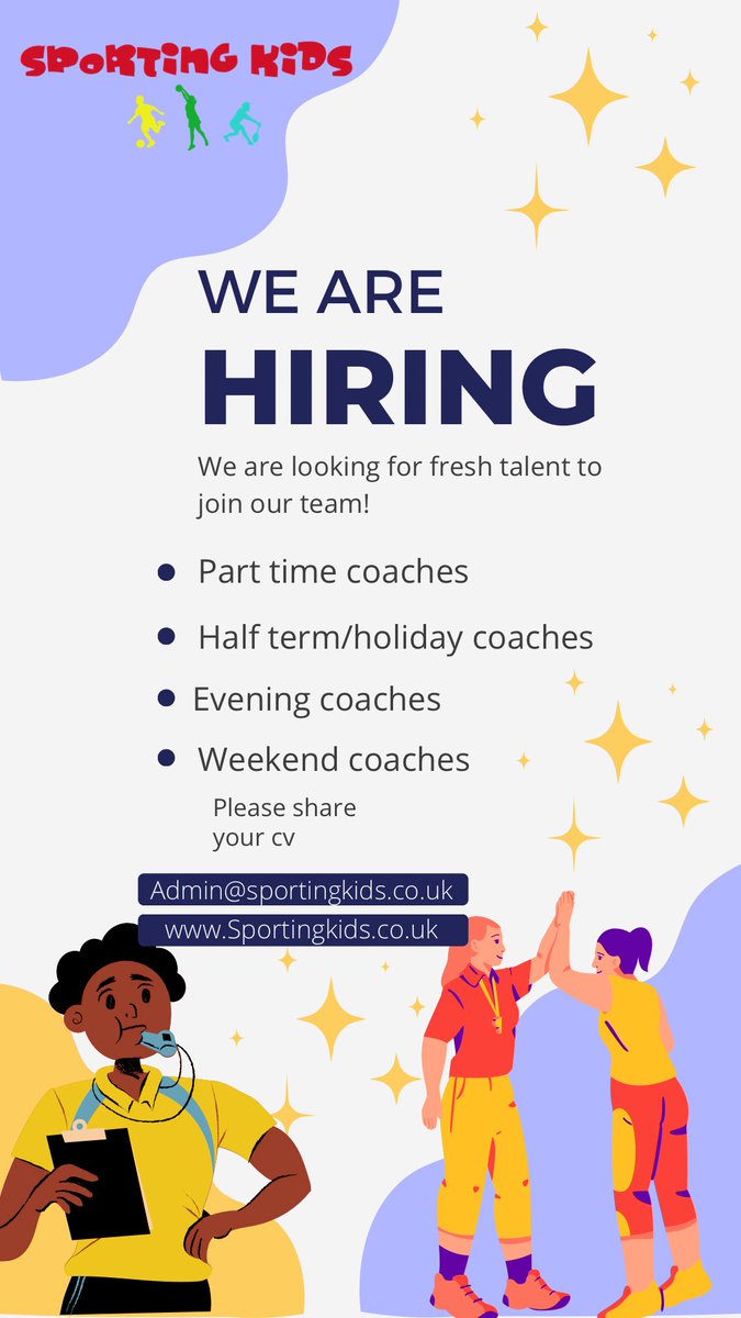 Sports Coach Role

Sporting Kids are looking for a sports coach who can demonstrate enthusiasm, passion and drive to inspire children and young people through sports.