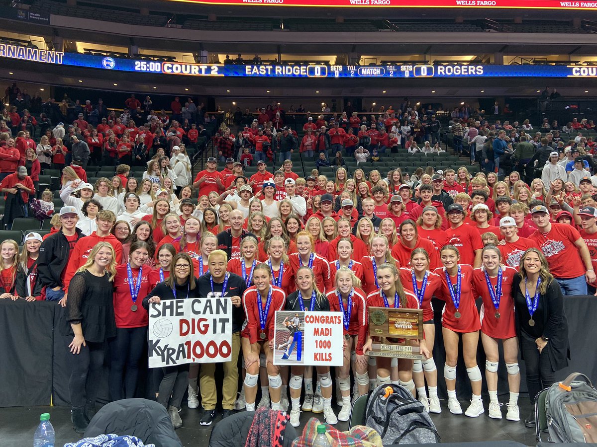 The Cannon Falls Bombers volleyball team (<a href="/cfbomber_vb/">Cannon Falls Volleyball 🏐</a>) was perfect on their way to the Class AA State Championship with three, 3-0 sweeps of Pipestone Area, Annandale and Pequot Lakes. STATE CHAMPS!