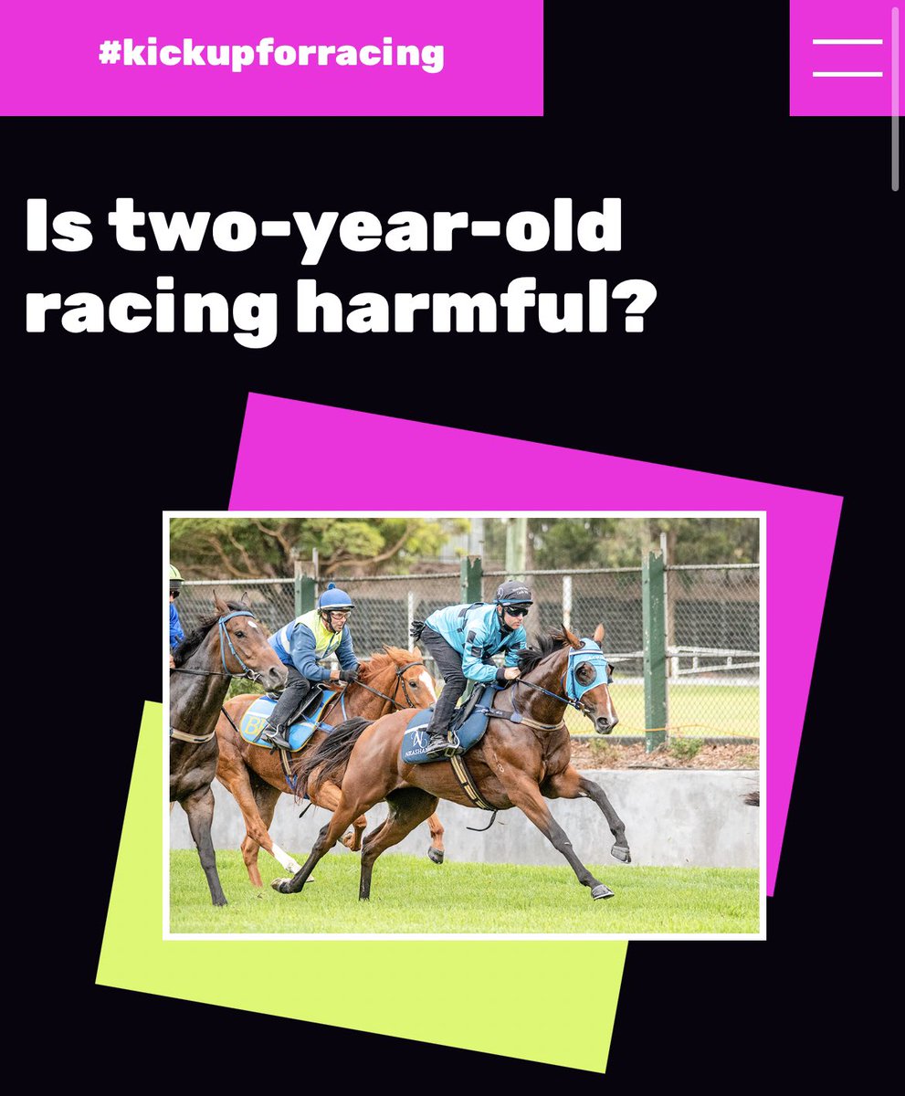 Did you know that 98% of a thoroughbred’s growth is completed by two years of age? 

Data is definitive that horses that race as 2YOs have significantly longer careers than those who have their first runs later in life 🏇🏼

Learn more 👇🏻 kickup.com.au/is-two-year-ol…