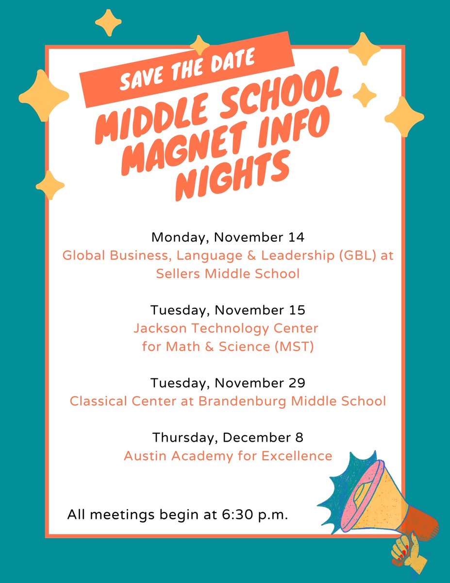 gisdnews's tweet photo. Parents, if you have a child who’s currently in 5th or 8th grade make plans to attend our middle and high school magnet open houses this coming week! Tour the campus you’re interested in and explore all the possibilities in our magnet programs! #TheGISDEffect #BeTheLight https://t.co/Ag4qsduK65