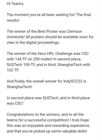 CSChpc's tweet image. In #IndySCC @TeamRevontuli won the Hero HPL Challenge and took a fantastic 3rd place overall! Congratulations!