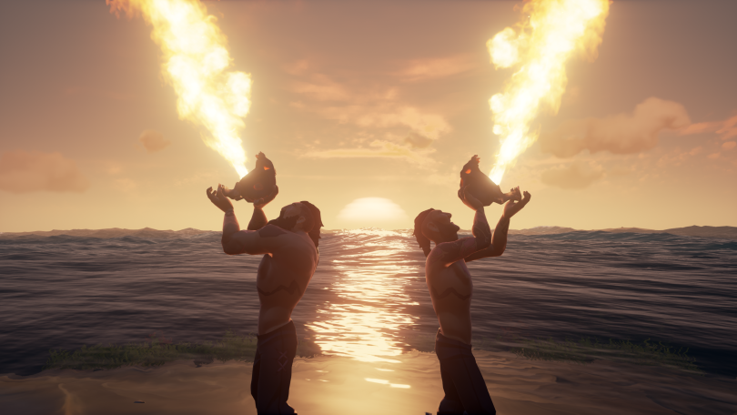 The flame ritual at sunset has BEGUN! #SoTShot <a href="/SeaOfThieves/">Sea of Thieves</a>