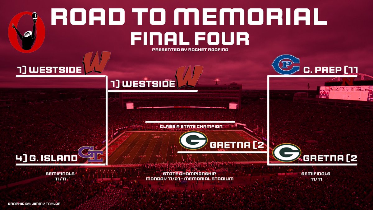 The REMATCH. Will Gretna defend the Class A state championship, or will Omaha Westside take home the trophy? Catch the game on Monday, November 21 at 7:15 p.m. 🏈 #NebPreps