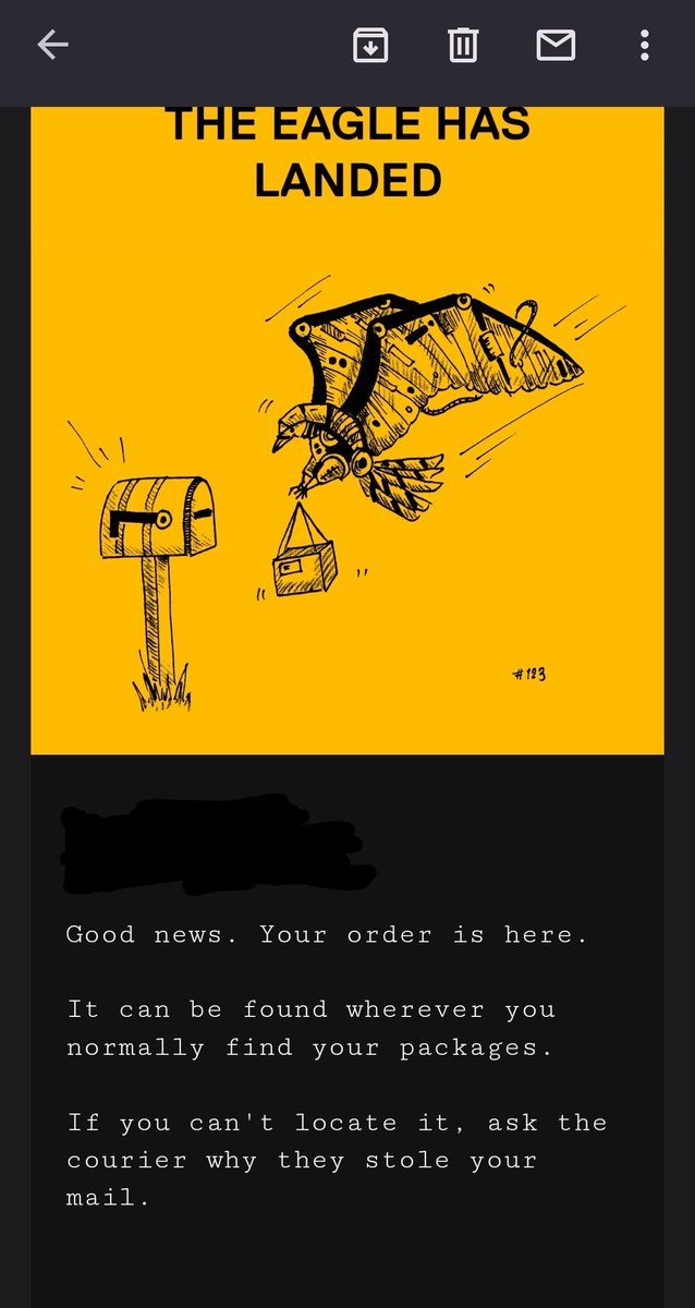 LeftistInvestor's tweet photo. @dbrand sent a joke email about my package being stolen and then it literally was 💀 https://t.co/3KaKaH9j9J